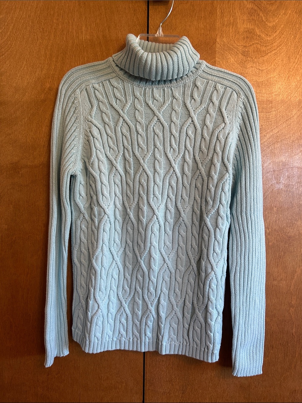 Karen Scott Classic Cable-Knit Turtleneck Sweater - Light Seafoam